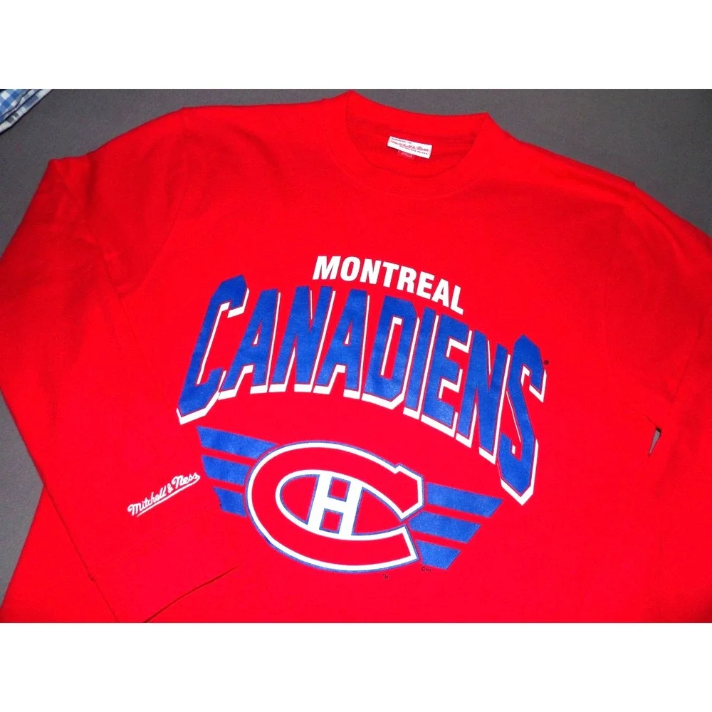 Mitchell & Ness Montreal Canadiens Red Crew Neck Pull Over Sweatshirt Men's LRG